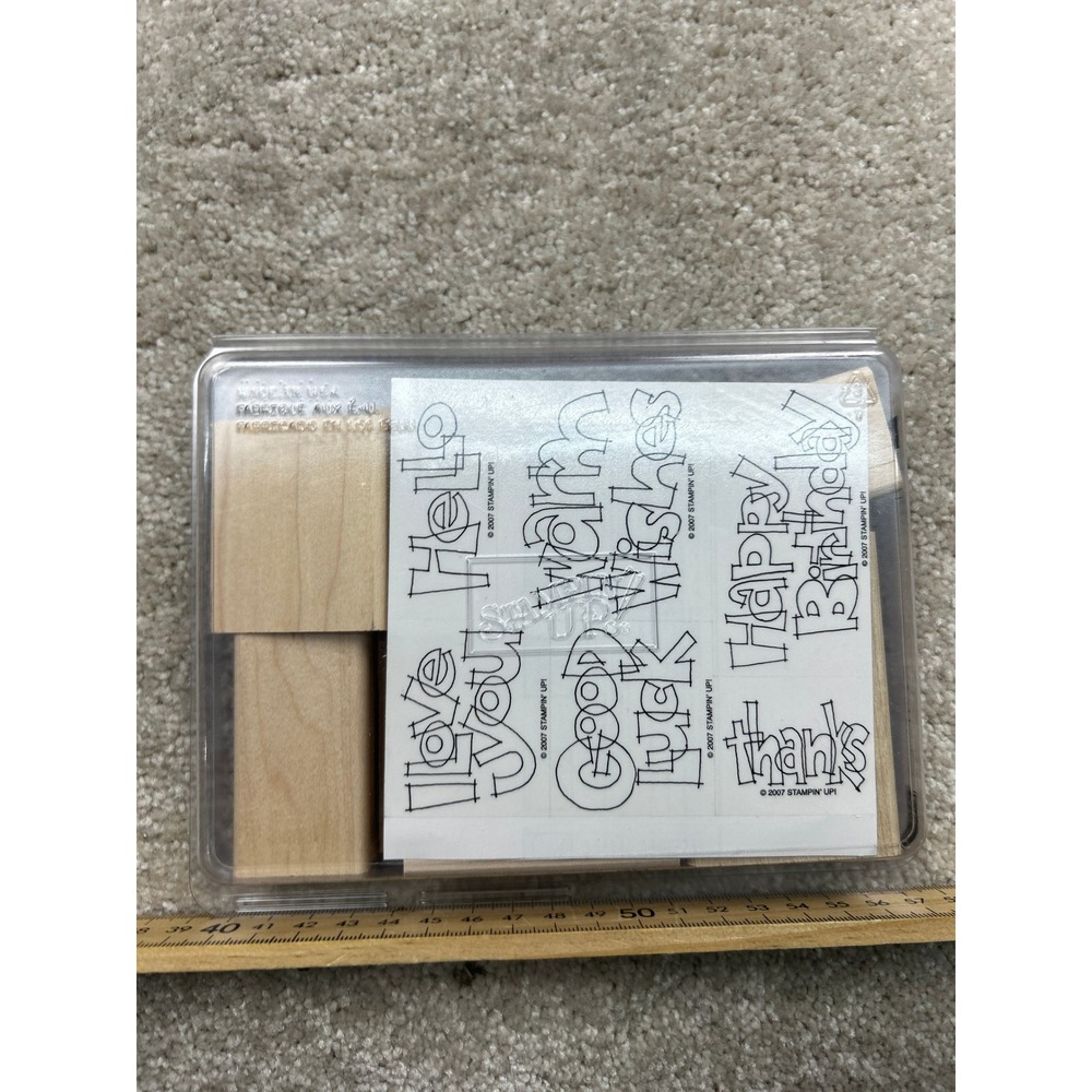 Stampin Up Outlined For Fun Wood Mount Rubber Stamp Set 6pc 2007 Retired